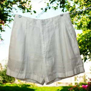 Lauren Ralph Lauren Black Label High Waisted Linen Pleated Front Shorts Sz M